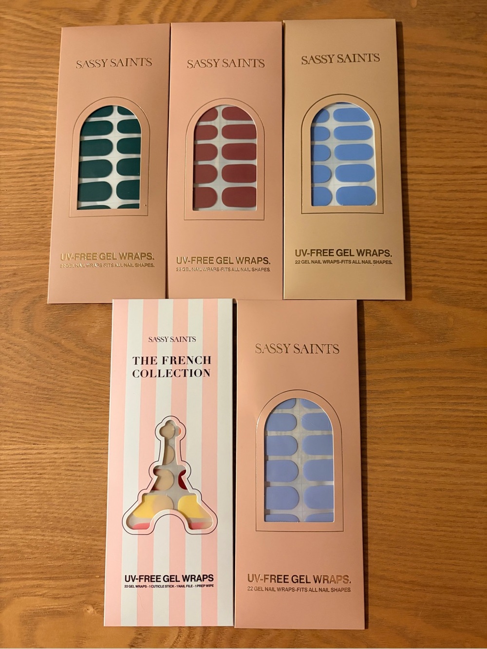 UV-Free Gel Nail Wraps — Blue, Green, Red & Yellow Set